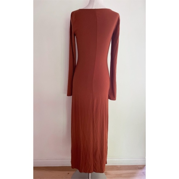EUC Aritzia Wilfred Neptune Stretch Jersey Long Sleeves Slit Bodycon Maxi  Dress - Picture 6 of 10